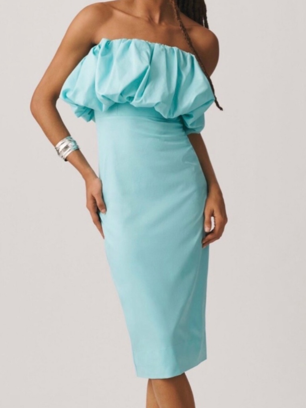 Strapless seafoam blue Anthropologie dress